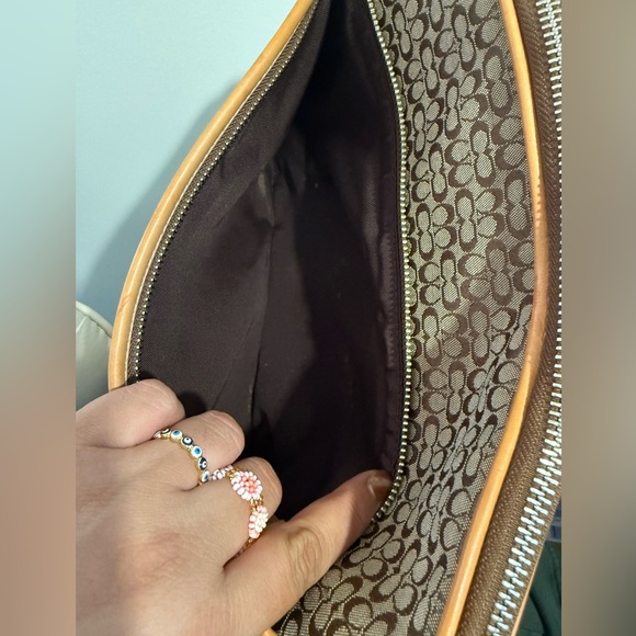 Coach Signature Brown and Tan Toiletry Cosmetic Bag Pouch Case - Picture 5 of 12